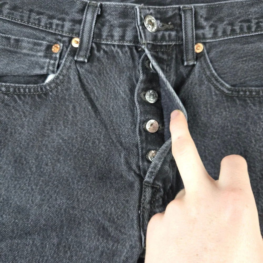 Levi 501 Original Fit Jeans Mens 32x30 Black Denim Button Fly Straight Leg Y2k